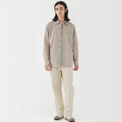 Muji Pantalon coupe confortable en denim lavé pour homme ‐ Naturel Blanc Brut