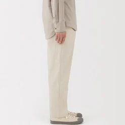 Muji Pantalon coupe confortable en denim lavé pour homme ‐ Naturel Blanc Brut