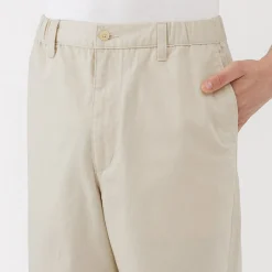 Muji Pantalon coupe confortable en denim lavé pour homme ‐ Naturel Blanc Brut