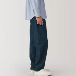 Hot Muji Pantalon en denim en mélange de fibres Washi pour homme Bleu Marine Foncé