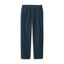 Hot Muji Pantalon en denim en mélange de fibres Washi pour homme Bleu Marine Foncé