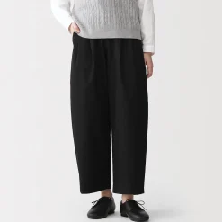 Online Muji Pantalon fuselé à jambes larges en sergé de coton mélangé pour femme