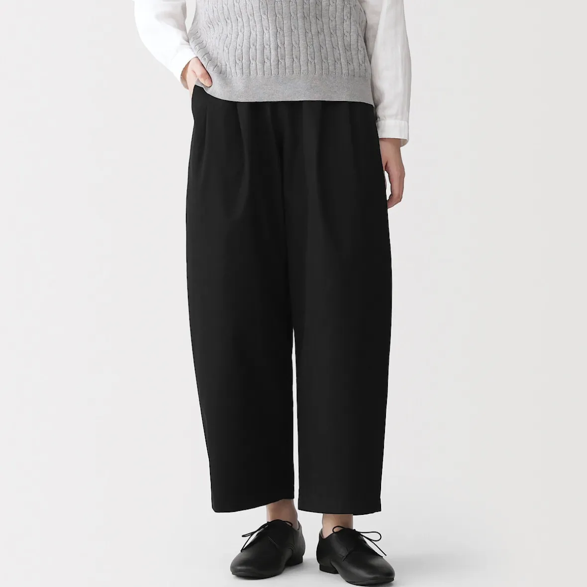 Online Muji Pantalon fuselé à jambes larges en sergé de coton mélangé pour femme