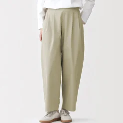 Online Muji Pantalon fuselé à jambes larges en sergé de coton mélangé pour femme