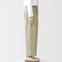 Online Muji Pantalon fuselé à jambes larges en sergé de coton mélangé pour femme