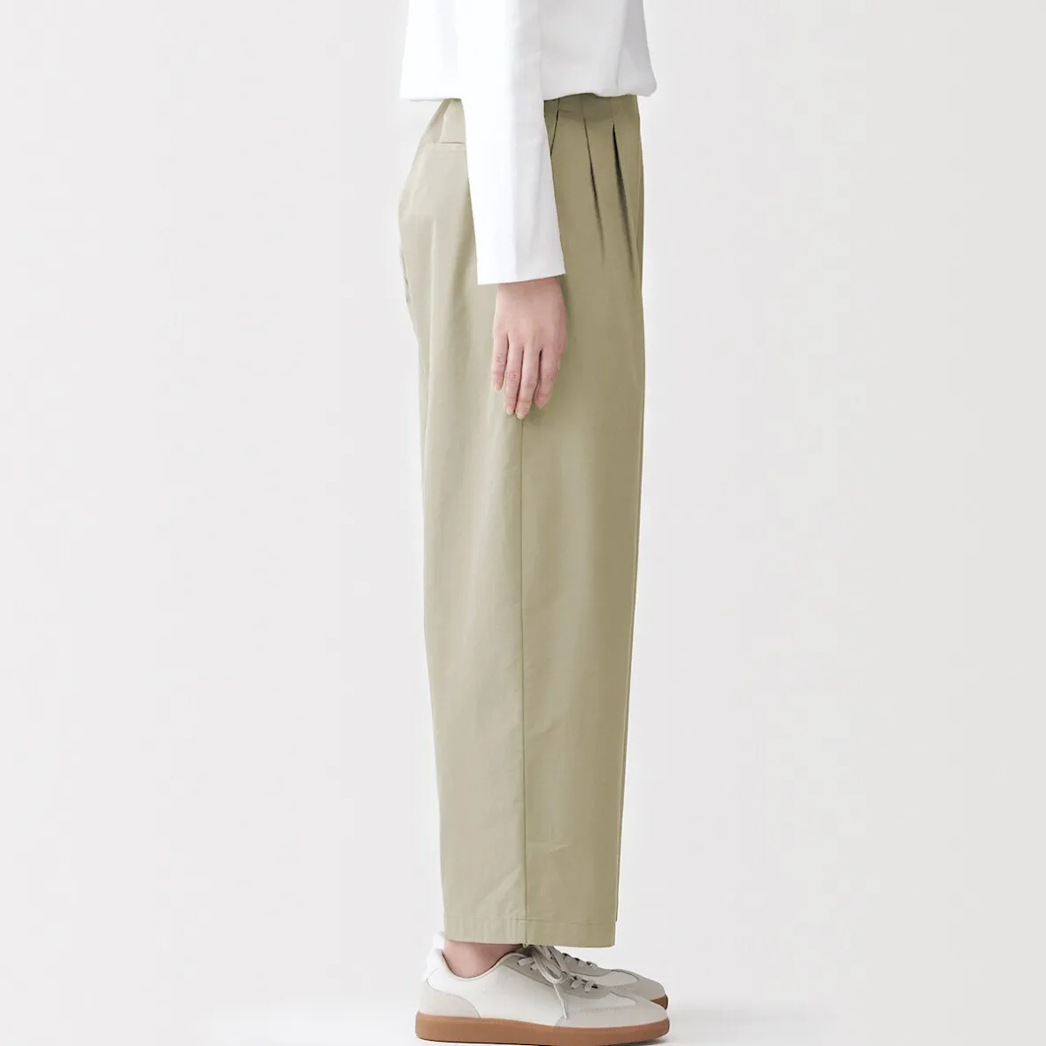 Online Muji Pantalon fuselé à jambes larges en sergé de coton mélangé pour femme