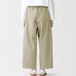 Online Muji Pantalon fuselé à jambes larges en sergé de coton mélangé pour femme