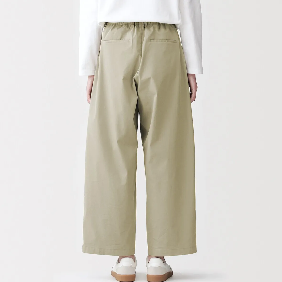 Online Muji Pantalon fuselé à jambes larges en sergé de coton mélangé pour femme