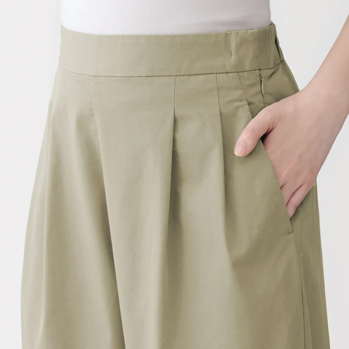 Online Muji Pantalon fuselé à jambes larges en sergé de coton mélangé pour femme