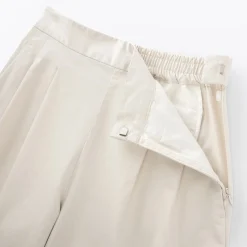Online Muji Pantalon fuselé à jambes larges en sergé de coton mélangé pour femme