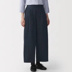 Online Muji Pantalon fuselé à jambes larges en sergé de coton mélangé pour femme
