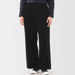 Clearance Muji Pantalon large à plis en velours côtelé mélangé kapok pour femme