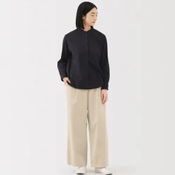 Clearance Muji Pantalon large à plis en velours côtelé mélangé kapok pour femme