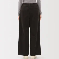 Clearance Muji Pantalon large à plis en velours côtelé mélangé kapok pour femme