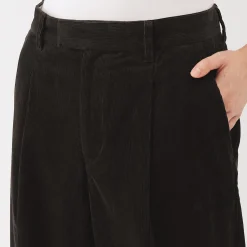 Clearance Muji Pantalon large à plis en velours côtelé mélangé kapok pour femme