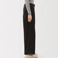 Clearance Muji Pantalon large à plis en velours côtelé mélangé kapok pour femme