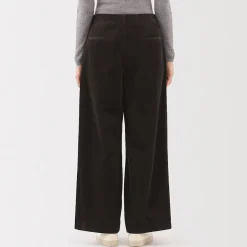 Clearance Muji Pantalon large à plis en velours côtelé mélangé kapok pour femme