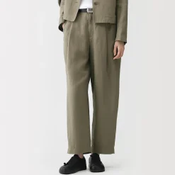 Online Muji Pantalon large plissé en lin et lyocell pour femme