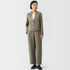 Online Muji Pantalon large plissé en lin et lyocell pour femme