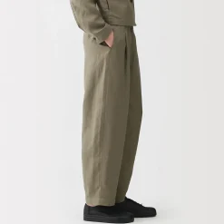 Online Muji Pantalon large plissé en lin et lyocell pour femme