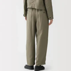 Online Muji Pantalon large plissé en lin et lyocell pour femme