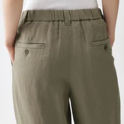 Online Muji Pantalon large plissé en lin et lyocell pour femme