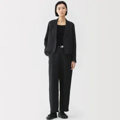 Online Muji Pantalon large plissé en lin et lyocell pour femme