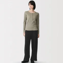 Hot Muji Pantalon long en maille ample pour femme