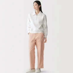 Outlet Muji Pantalon longueur cheville en coton délavé pour femme