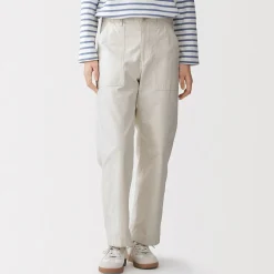 Outlet Muji Pantalon longueur cheville en coton délavé pour femme