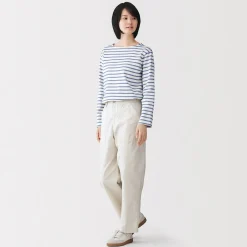 Outlet Muji Pantalon longueur cheville en coton délavé pour femme