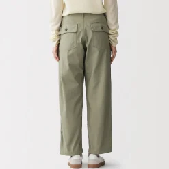 Outlet Muji Pantalon longueur cheville en coton délavé pour femme