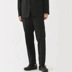 Muji Pantalon plissé ajusté en stretch brossé pour homme