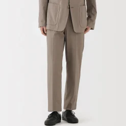 Muji Pantalon plissé ajusté en stretch brossé pour homme