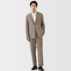 Muji Pantalon plissé ajusté en stretch brossé pour homme