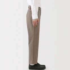 Muji Pantalon plissé ajusté en stretch brossé pour homme