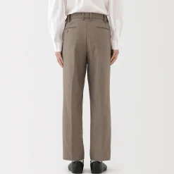 Muji Pantalon plissé ajusté en stretch brossé pour homme