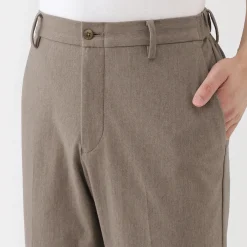Muji Pantalon plissé ajusté en stretch brossé pour homme