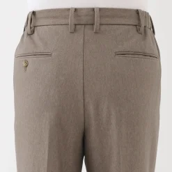 Muji Pantalon plissé ajusté en stretch brossé pour homme
