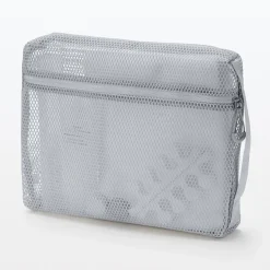 Muji Pochette en maille polyester - Grande, Gris