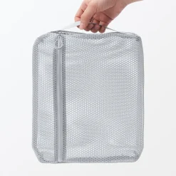 Muji Pochette en maille polyester - Grande, Gris