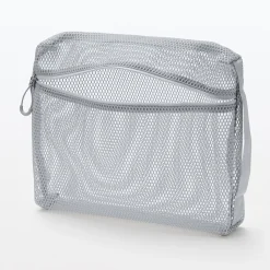 Muji Pochette en maille polyester - Grande, Gris