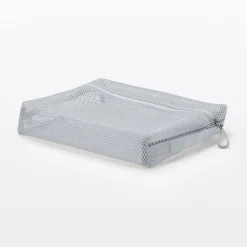 Muji Pochette en maille polyester - Grande, Gris
