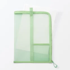 Best Muji Porte-documents en nylon maillé avec fermeture éclair - A4, Vert One Colour