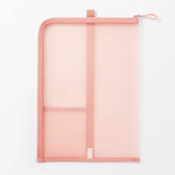 Sale Muji Porte-documents en nylon maillé avec fermeture éclair - A4, Rose One Colour