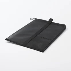 New Muji Porte-documents en nylon maillé avec fermeture éclair - A4, Noir