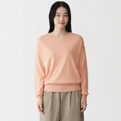 New Muji Pull à col en V en mélange de fibres de soja pour femme