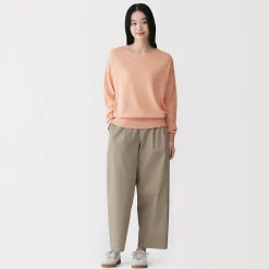 New Muji Pull à col en V en mélange de fibres de soja pour femme