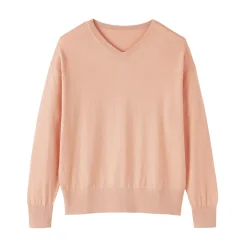 New Muji Pull à col en V en mélange de fibres de soja pour femme