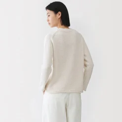 Muji Pull à col ras du cou bouclé en mélange de coton pour femme